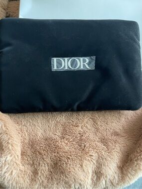 Dior Black Cosmetic Pouch with Silver Logo